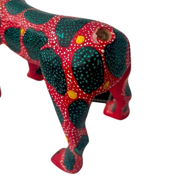 Wooden handcarved hand painted dog bright colors MCM - Picture 4 of 5